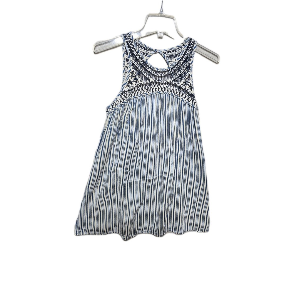 Urban Outfitter Ecote Dreams Crochet Swing Dress Printed Striped Mini Cutout S